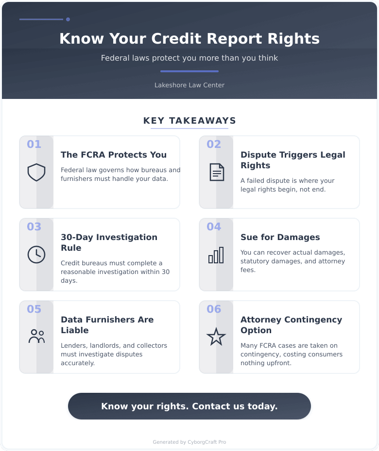 Infographic: The Federal Laws That Give California Consumers the Right to Sue Over Inaccurate Credit Reporting - And Most People Have No Idea They Exist - Key concepts and takeaways