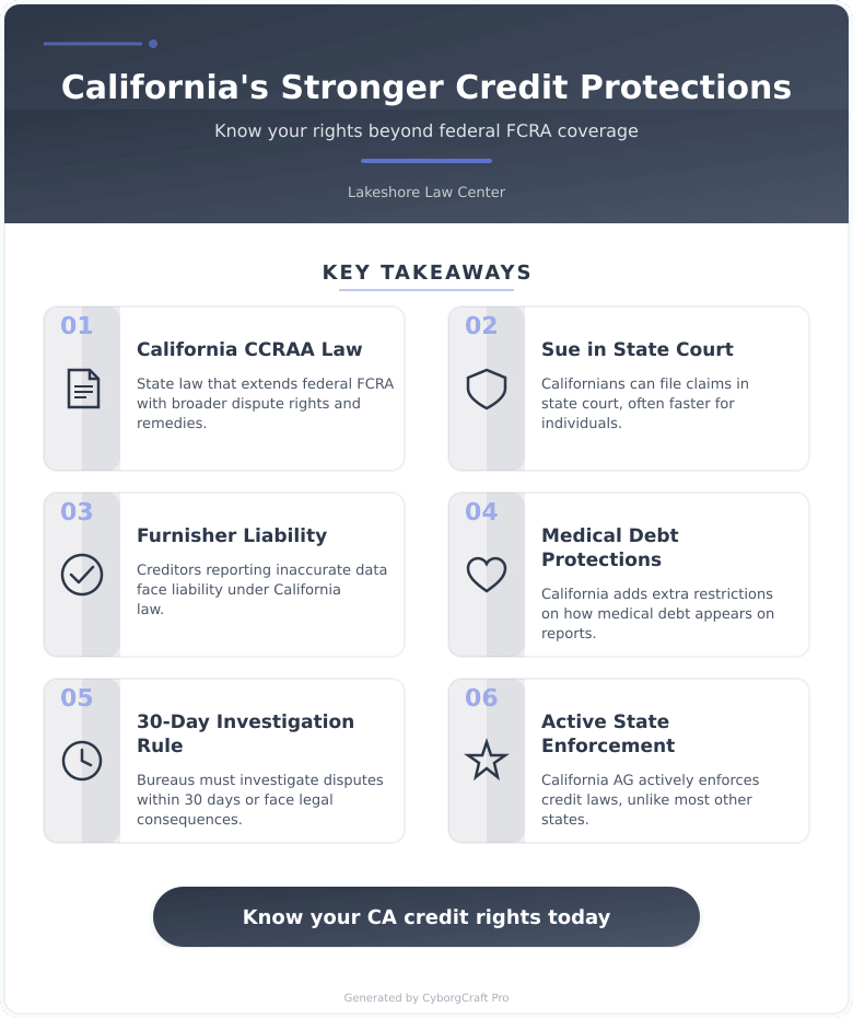 Infographic: Why California Residents Have Stronger Credit Reporting Protections Than Most Americans - And How to Actually Use Them - Key concepts and takeaways